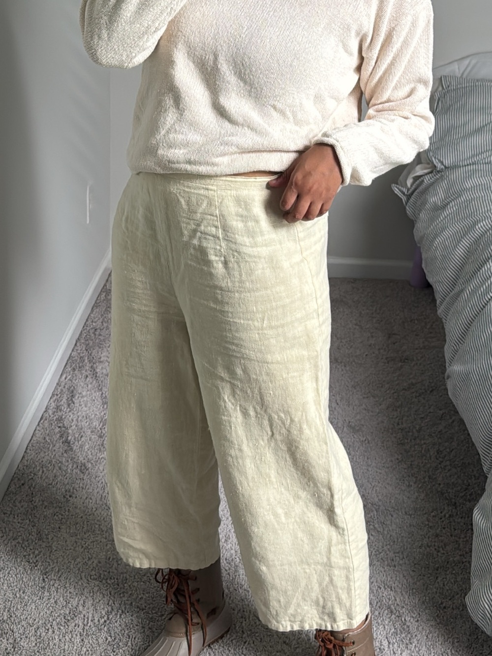 Vintage 100% linen wide leg pants